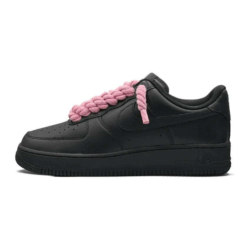 "AF1" Black - Pink Rope Laces