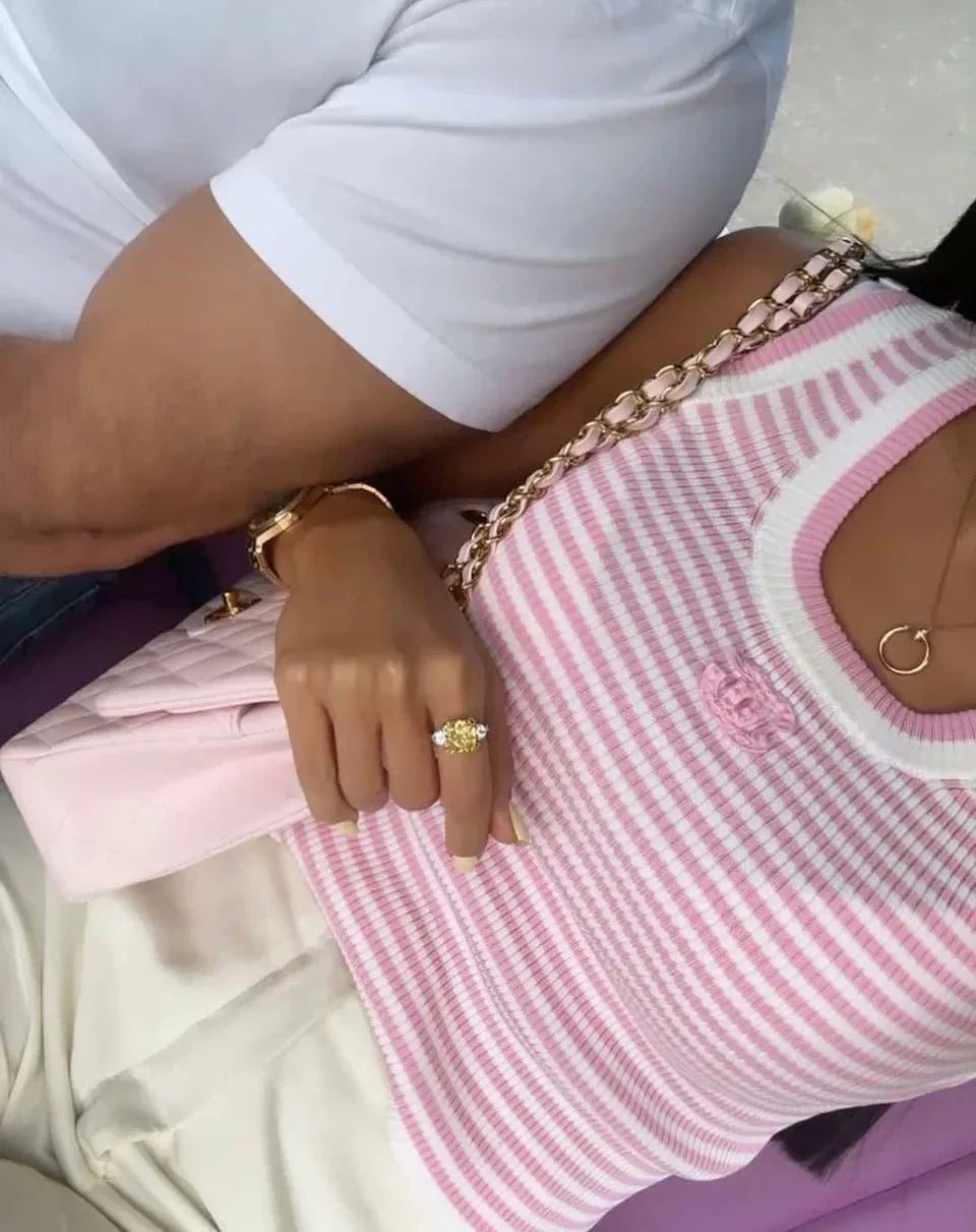 "CC" PINK STRIPES TOP