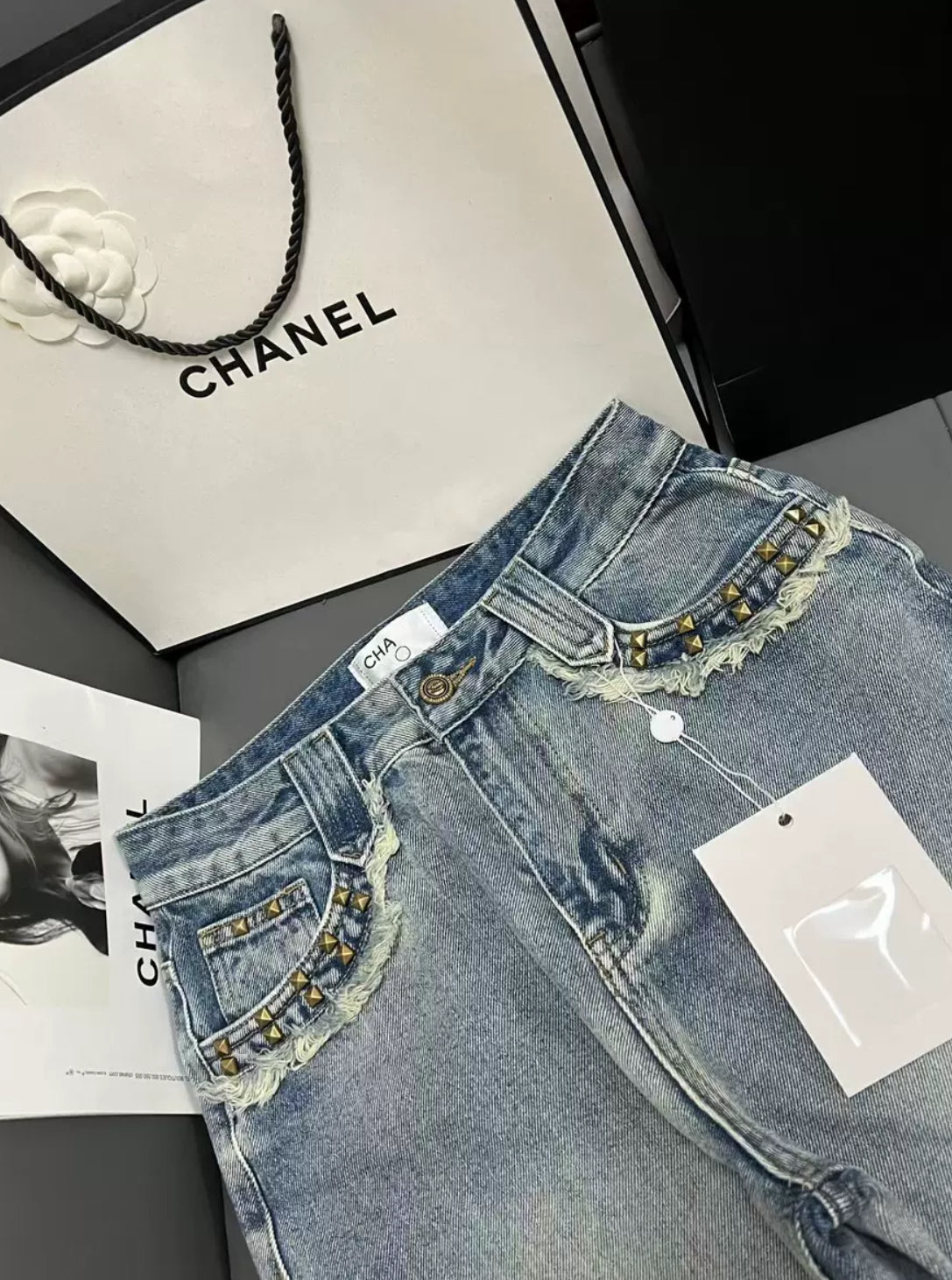 "CC" Logo Jeans
