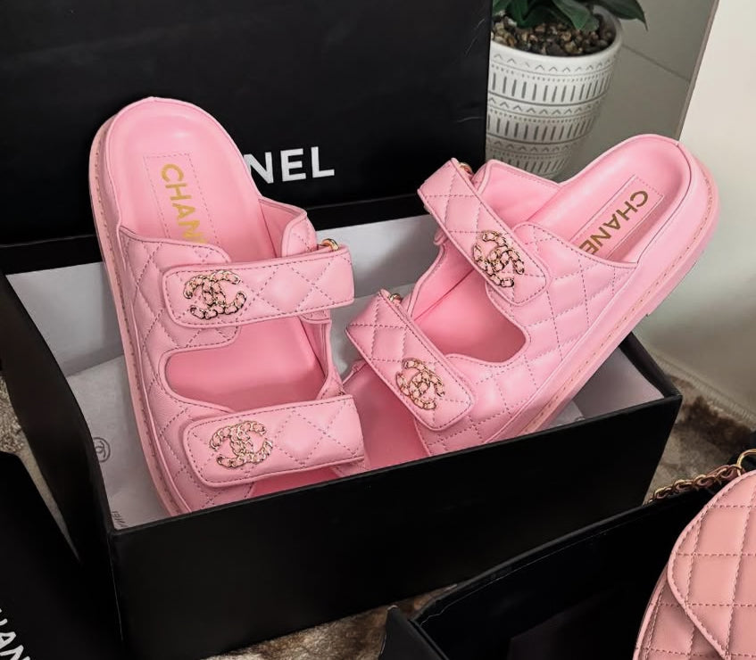 pink strap sandals