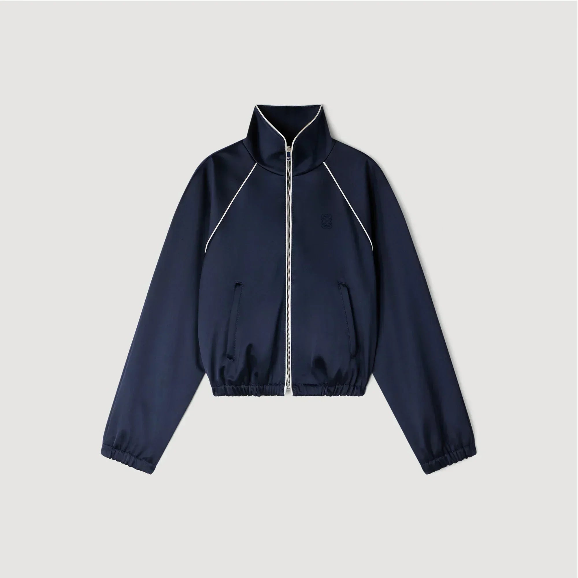 SANDRA EMBROIDERED CROPPED SATIN JACKET