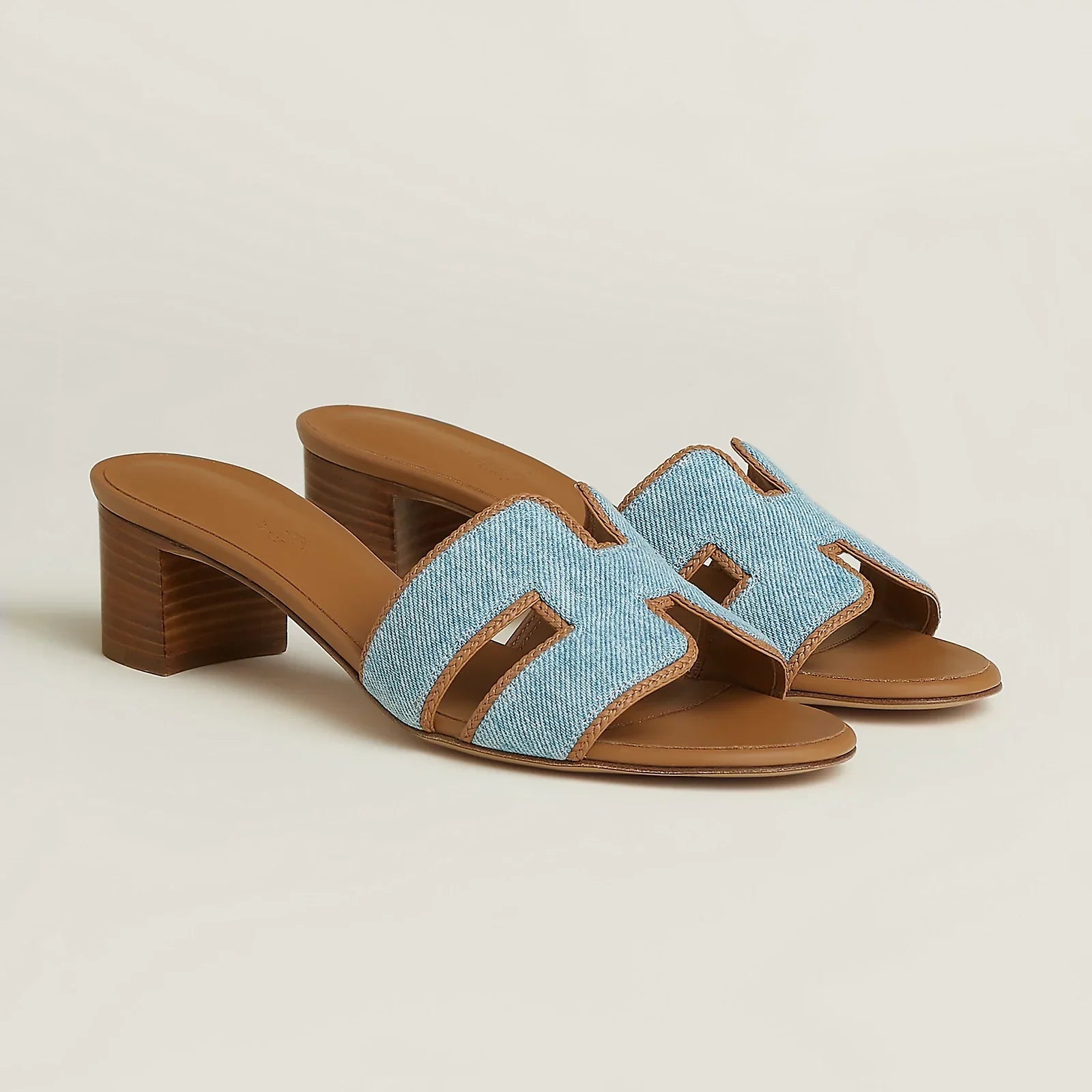 H OASIS HEELED SANDALS DENIM