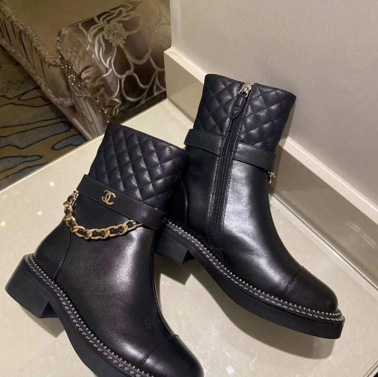 GOLD CHAIN BOOTS