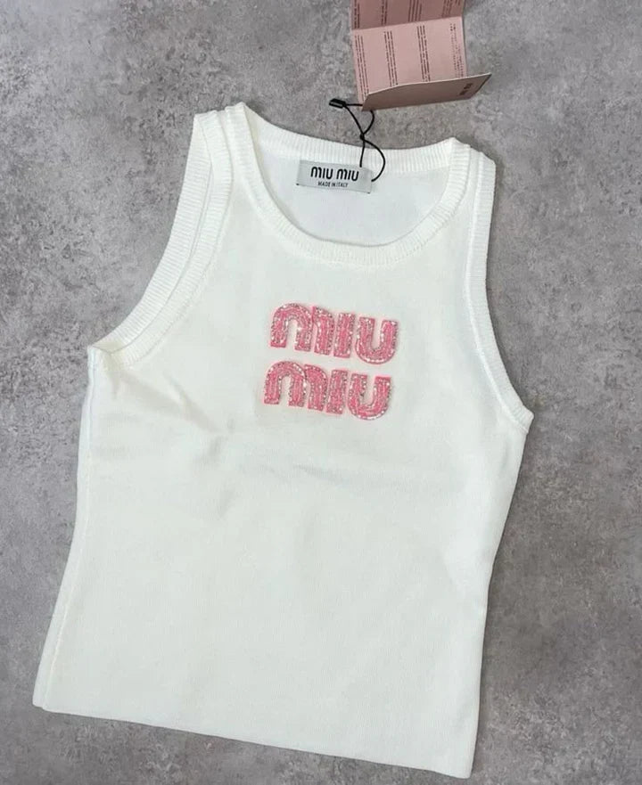"MIU" PINK LETTERS TANK TOP