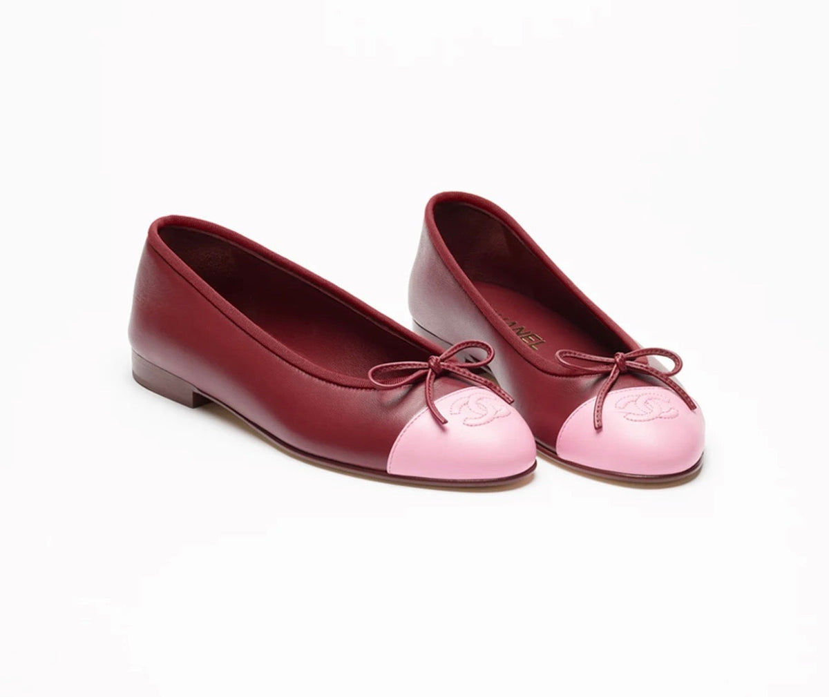 TWO TONED BURGUNDY BALLERINA FLATS