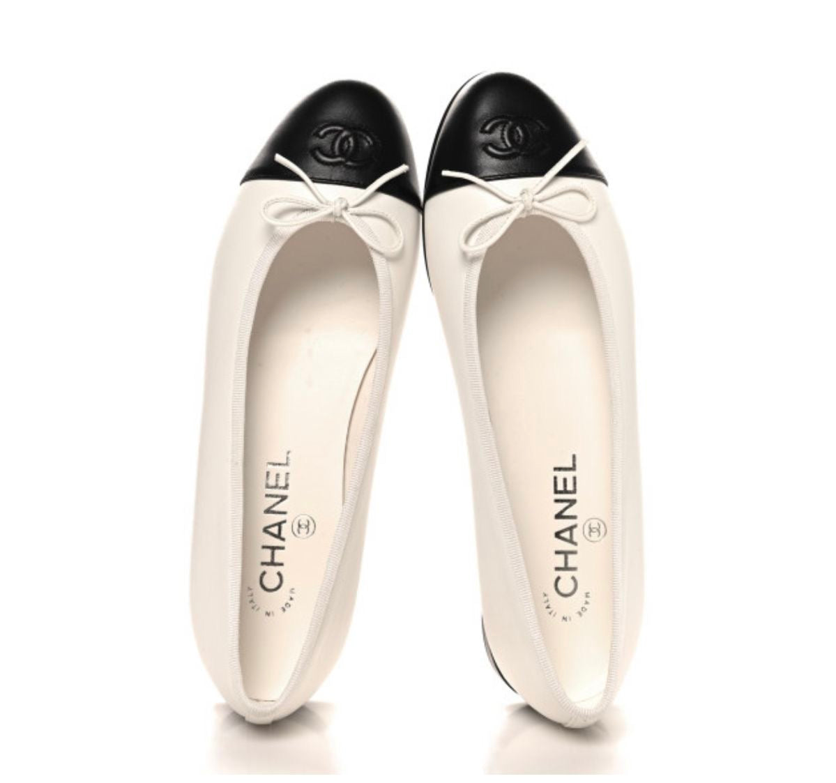 WHITE BLACK BALLERINA FLATS