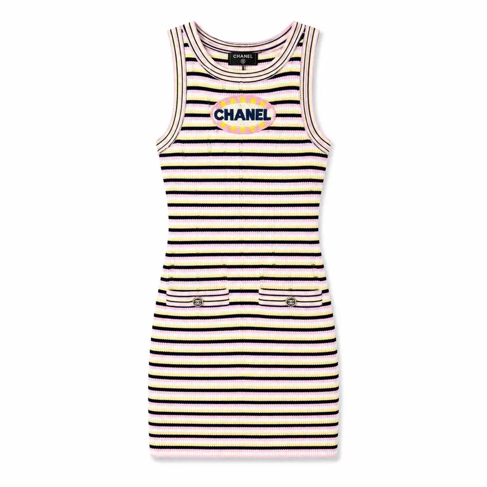 "CC" STRIPES DRESS