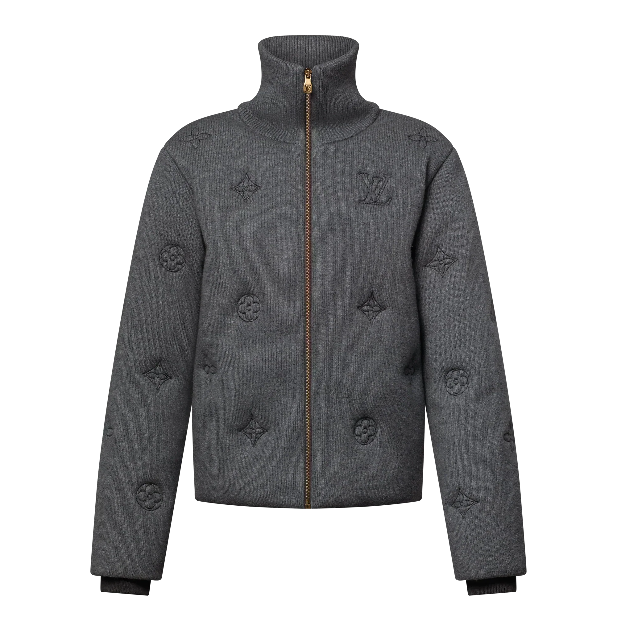 DARK GREY MONOGRAM KNITTED COAT
