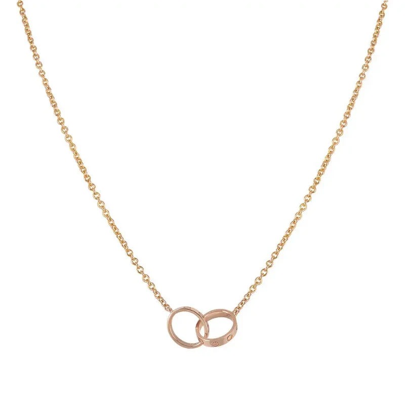 LOVE HALSKETTE DOPPELRING | ROSA GOLD